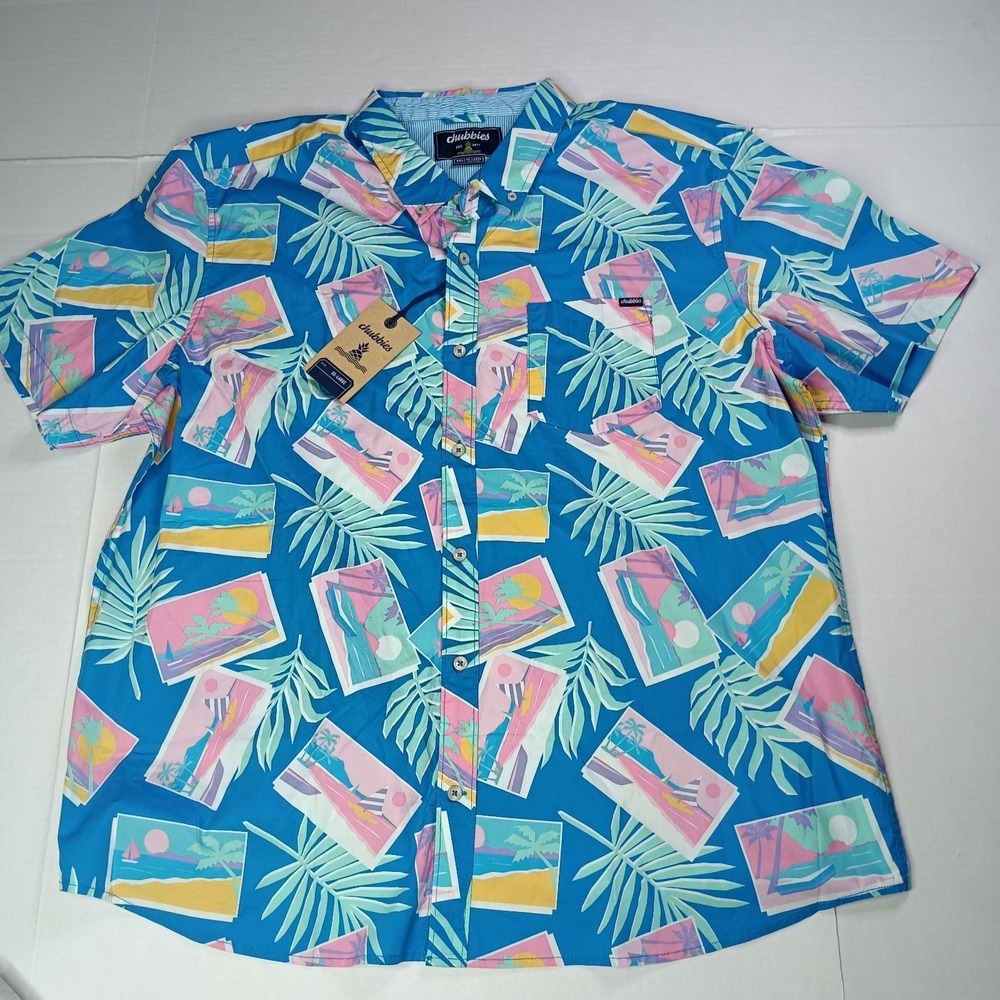 Chubbies The‎ Wish You Were Here Friday Shirt Men's Size 2XL Multi Button Down